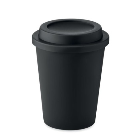 Gobelet double paroi personnalisable de 300 ml - SORA Matières : polypropylène (PP) Couleurs : noir personnalisable avec votre l