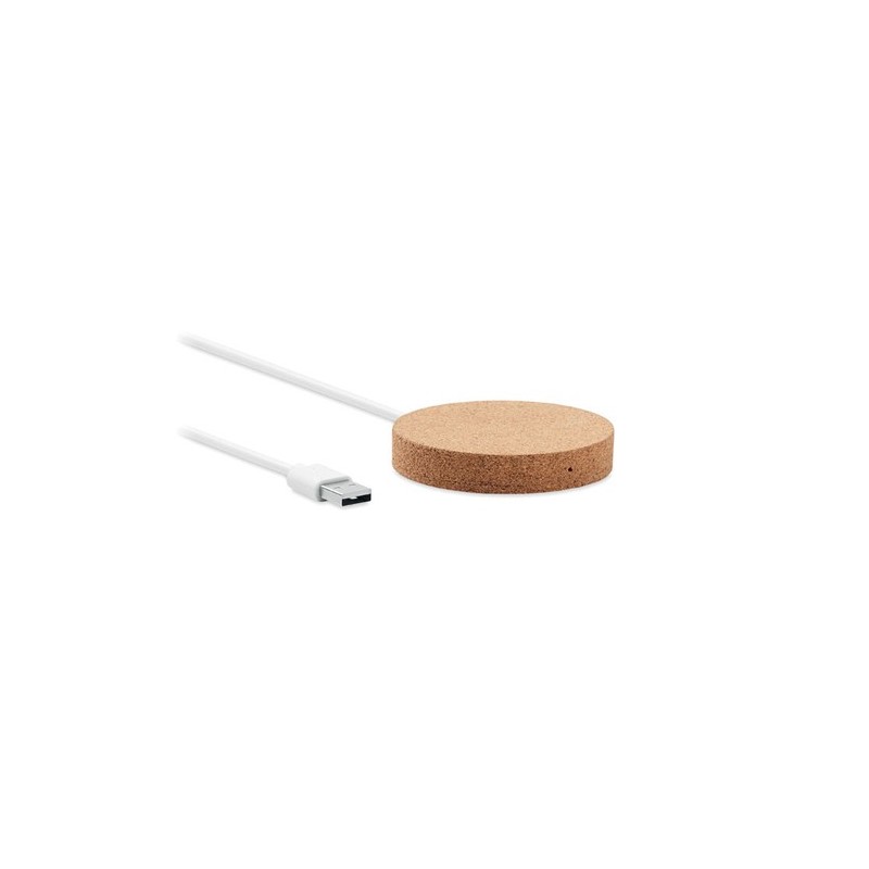 Chargeur sans fil rond  personnalisé 10W KOKE Matières : liège Couleurs : beige