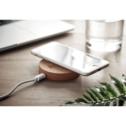 Chargeur sans fil rond  personnalisé 10W KOKE Matières : liège Couleurs : beige impression haute définition