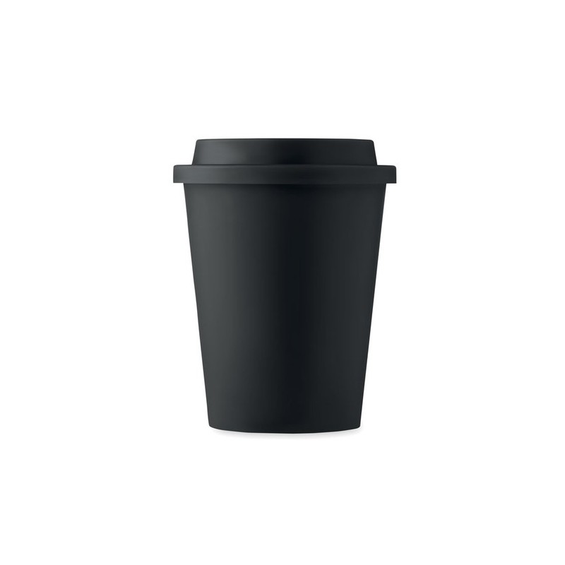 Gobelet double paroi personnalisable de 300 ml - SORA Matières : polypropylène (PP) Couleurs : noir impression haute définition