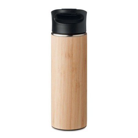 Bouteille isotherme double paroi en bambou 450ml personnalisée NANDA Matières : acier inoxydable Couleurs : bois personnalisable