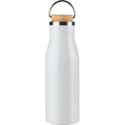 Bouteille  de 500 ml en acier inoxydable recyclé - Aline Matières : bambou Couleurs : noir 2