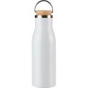 Bouteille  de 500 ml en acier inoxydable recyclé - Aline Matières : bambou Couleurs : blanc impression haute définition