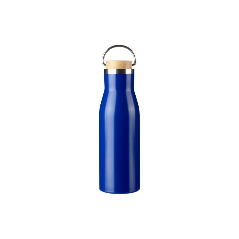 Bouteille  de 500 ml en acier inoxydable recyclé - Aline Matières : bambou Couleurs : blanc objet publicitaire robuste