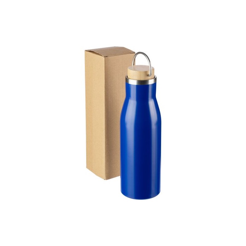 Bouteille  de 500 ml en acier inoxydable recyclé - Aline Matières : bambou Couleurs : blanc goodies publicitaire événementiel