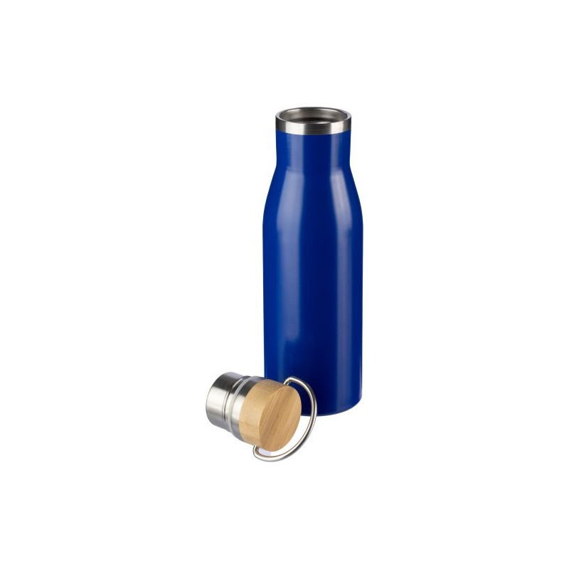 Bouteille  de 500 ml en acier inoxydable recyclé - Aline Matières : bambou Couleurs : blanc cadeau affaires élégant
