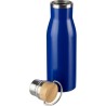 Bouteille  de 500 ml en acier inoxydable recyclé - Aline Matières : bambou Couleurs : blanc cadeau affaires élégant
