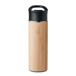 Bouteille isotherme double paroi en bambou 450ml personnalisée NANDA Matières : acier inoxydable Couleurs : bois cadeau entrepri