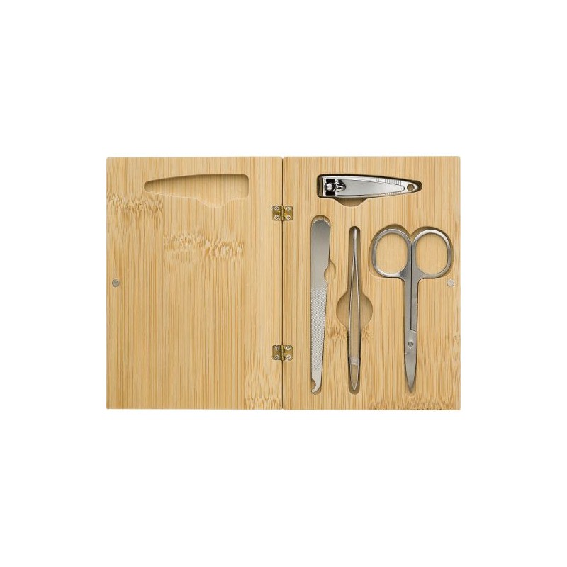 Set Éco-responsable de Manucure Pratique dans un Étui en Bambou Lydia Matières : bambou Couleurs : brun personnalisable avec vot