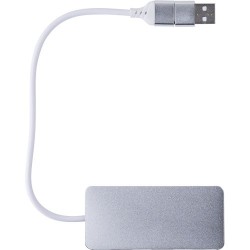 Hub personnalisé en aluminium recyclé - Accessoire High-Tech Layton Matières : alliage Couleurs : argenté cadeau collaborateur p