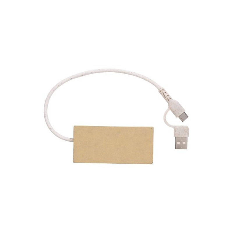 Hub USB-C Éco-responsable et Pratique en Aluminium et Carton Recyclé - Paulo Matières : aluminium Couleurs : brun