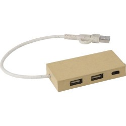 Hub USB-C Éco-responsable et Pratique en Aluminium et Carton Recyclé - Paulo Matières : aluminium Couleurs : brun goodies public