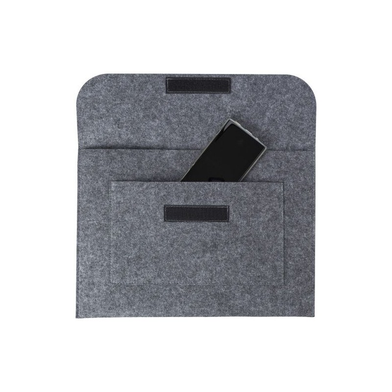 Pochette publicitaire en feutre rPET - Riley Matières : PET recyclé Couleurs : gris impression haute définition