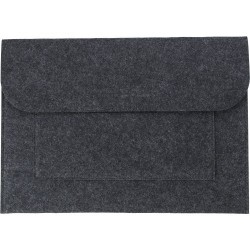 Pochette publicitaire en feutre rPET - Riley Matières : PET recyclé Couleurs : gris foncé personnalisable avec votre logo