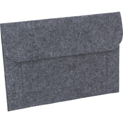 Pochette publicitaire en feutre rPET - Riley Matières : PET recyclé Couleurs : gris foncé personnalisation rapide en France