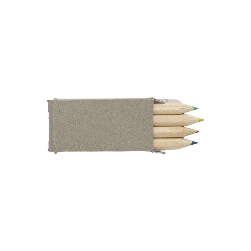 Set de 4 crayons personnalisés pas chers - Kai Matières : bois Couleurs : brun cadeau entreprise pas cher