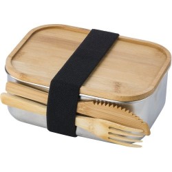 Lunch box  en acier inoxydable personnalisée - Esme Matières : bambou Couleurs : brun 2