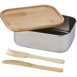 Lunch box  en acier inoxydable personnalisée - Esme Matières : bambou Couleurs : brun impression haute définition