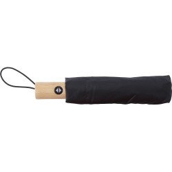 Parapluie pliable  en rPET - Teodora Matières : bambou Couleurs : noir