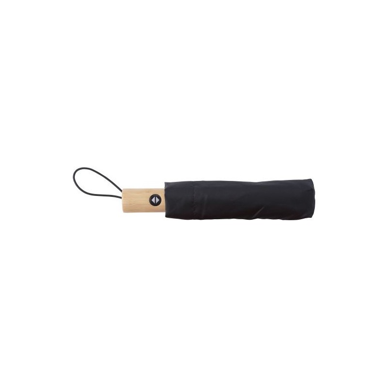 Parapluie pliable  en rPET - Teodora Matières : bambou Couleurs : noir