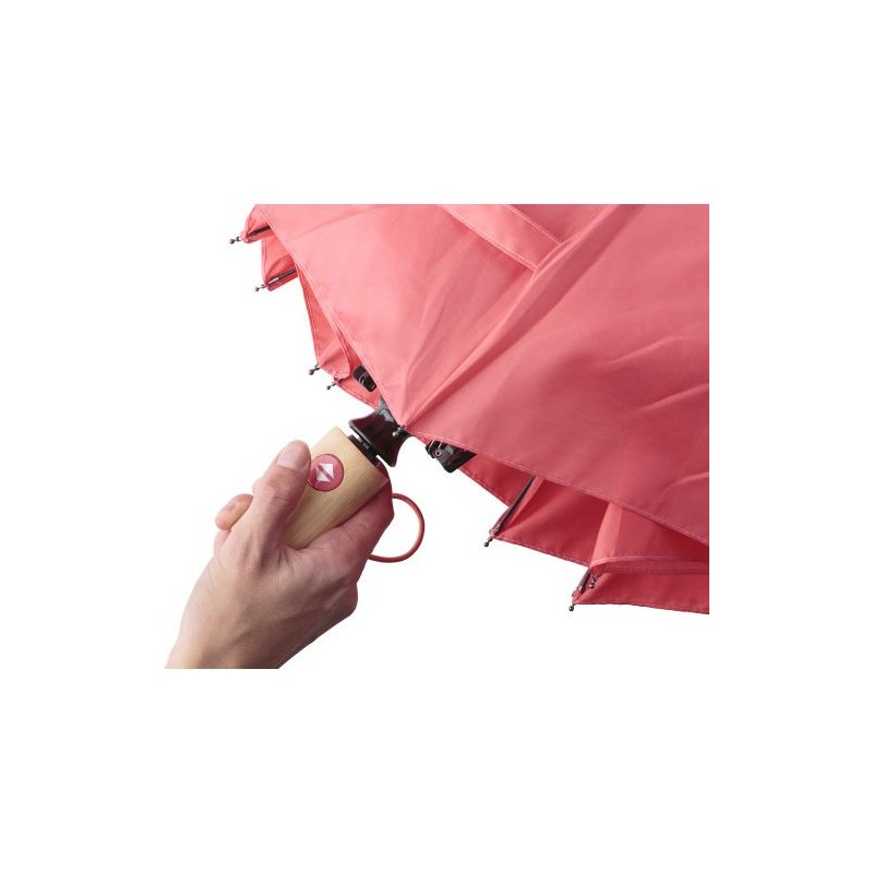 Parapluie pliable  en rPET - Teodora Matières : bambou Couleurs : noir objet promo petit budget