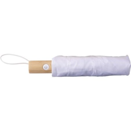 Parapluie pliable  en rPET - Teodora Matières : bambou Couleurs : blanc goodies publicitaire événementiel