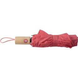 Parapluie pliable  en rPET - Teodora Matières : bambou Couleurs : blanc objet promotionnel éco-responsable