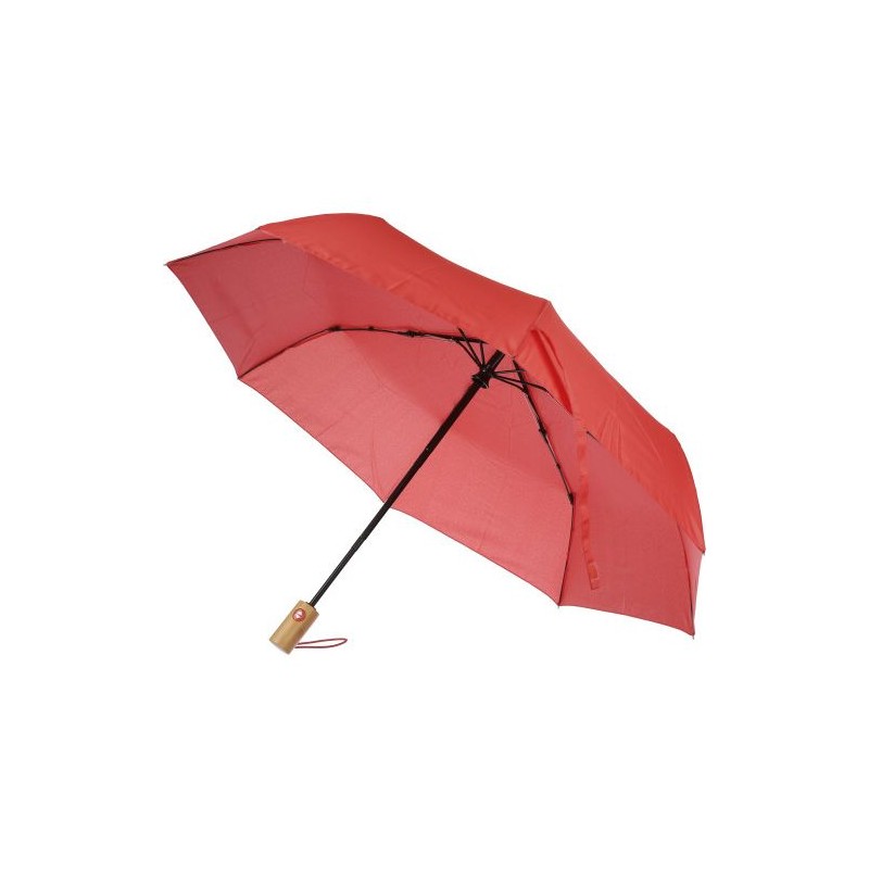 Parapluie pliable  en rPET - Teodora Matières : bambou Couleurs : blanc cadeau entreprise pas cher