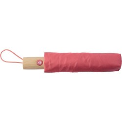Parapluie pliable  en rPET - Teodora Matières : bambou Couleurs : rouge cadeau entreprise pas cher