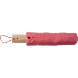 Parapluie pliable  en rPET - Teodora Matières : bambou Couleurs : rouge objet publicitaire robuste