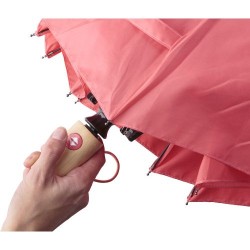 Parapluie pliable  en rPET - Teodora Matières : bambou Couleurs : rouge goodies publicitaire durable