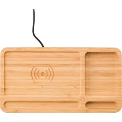 Organiseur de bureau  avec chargeur à induction Faye Matières : métal Couleurs : bambou