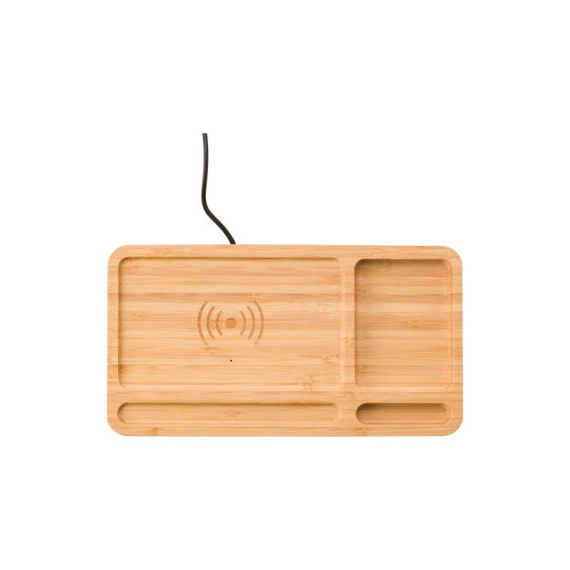 Organiseur de bureau  avec chargeur à induction Faye Matières : métal Couleurs : bambou