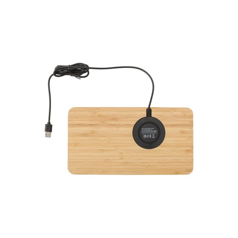 Organiseur de bureau  avec chargeur à induction Faye Matières : métal Couleurs : bambou personnalisable avec votre logo