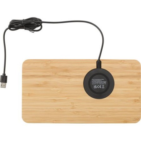 Organiseur de bureau  avec chargeur à induction Faye Matières : métal Couleurs : bambou personnalisable avec votre logo