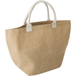 Sac shopping  en toile de jute - Zac Matières : coton Couleurs : beige cadeau entreprise pas cher