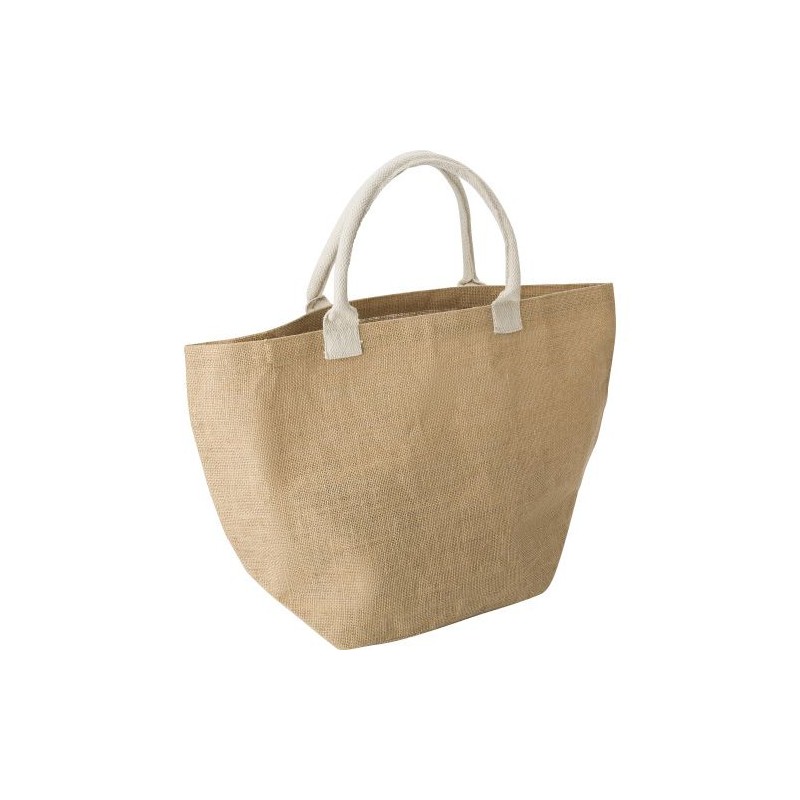 Sac shopping  en toile de jute - Zac Matières : coton Couleurs : beige cadeau entreprise pas cher