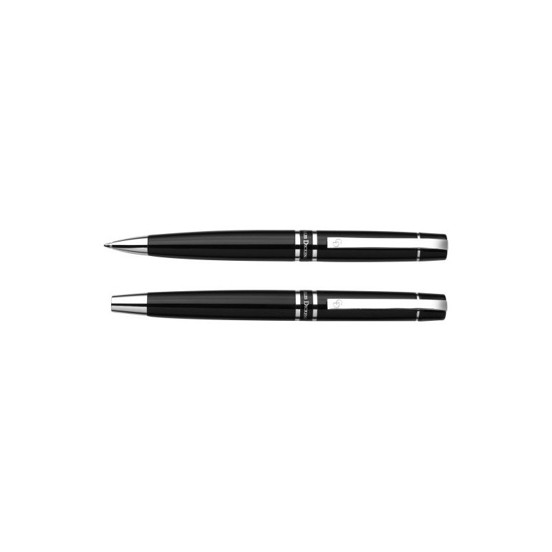 Stylo à bille et roller élégant Charles Dickens® Santana Matières : cuivre Couleurs : noir personnalisable avec votre logo
