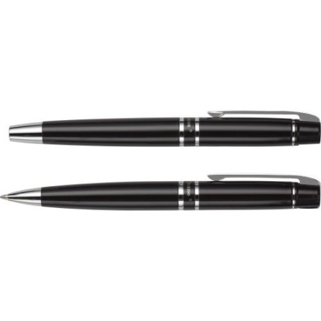 Stylo à bille et roller élégant Charles Dickens® Santana Matières : cuivre Couleurs : noir cadeau entreprise pas cher