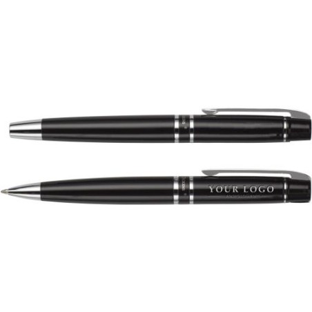 Stylo à bille et roller élégant Charles Dickens® Santana Matières : cuivre Couleurs : noir goodies publicitaire événementiel