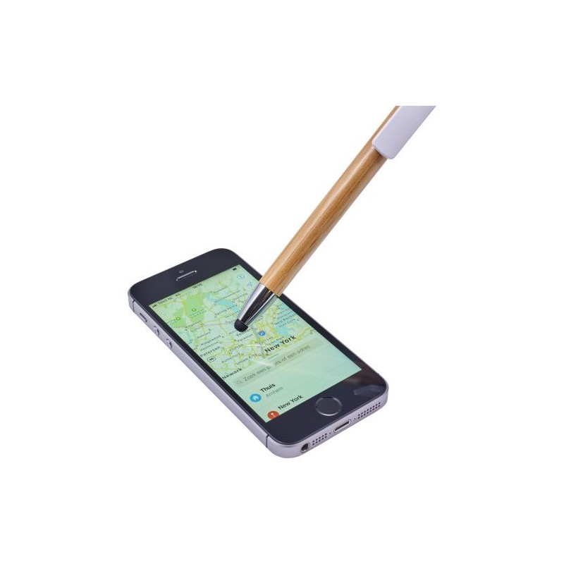 Stylo bille  en bambou et plastique Colette Matières : bambou Couleurs : blanc objet promotionnel éco-responsable
