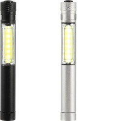 Torche LED COB Pratique en Aluminium Personnalisée - Beth Matières : métal Couleurs : argenté cadeau entreprise pas cher