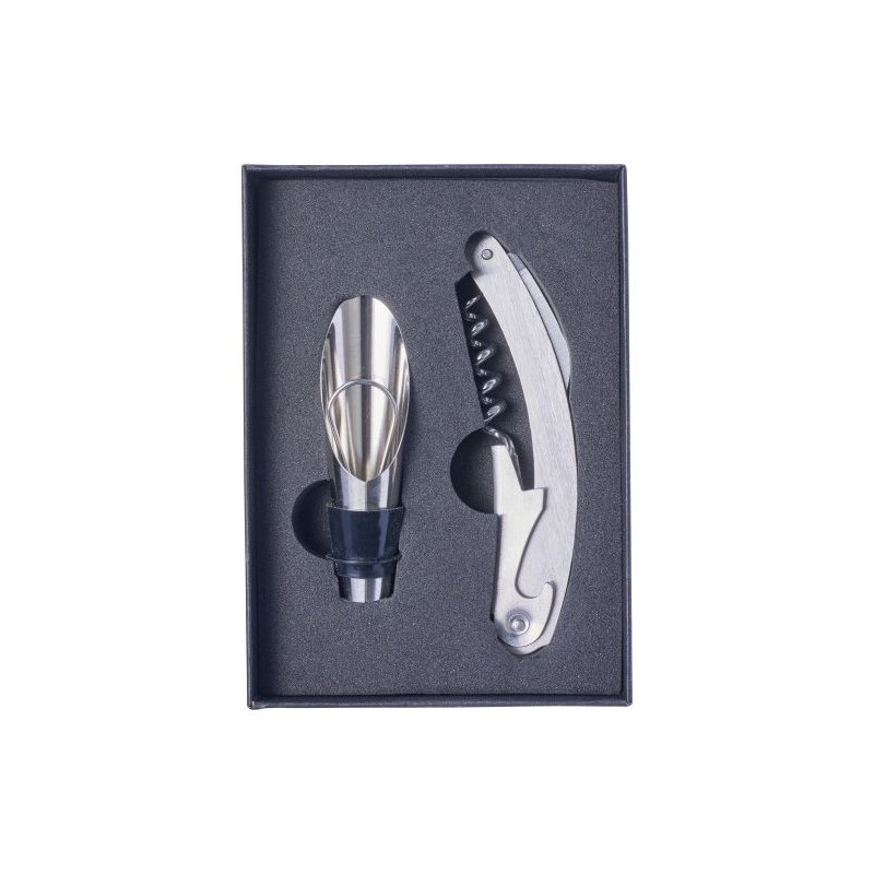 Set à vin personnalisé en métal - Dale Matières : métal Couleurs : noir cadeau entreprise pas cher