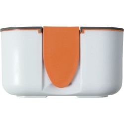 Lunch box compartimentée  personnalisée Veronica Matières : plastique Couleurs : orange goodies publicitaire événementiel