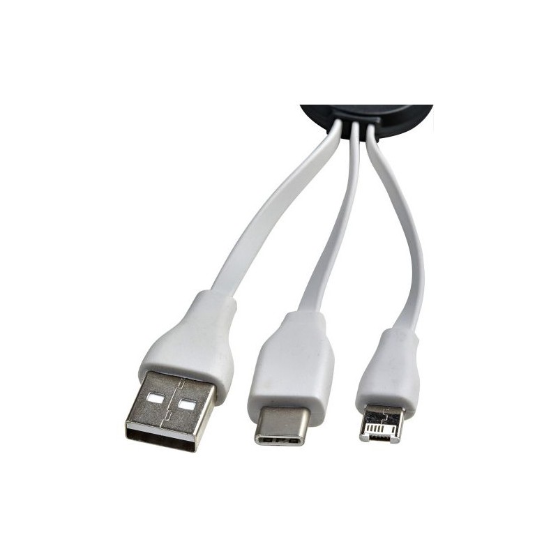 Câbles de charge personnalisés adaptateurs pratiques Pilar Matières : plastique Couleurs : blanc personnalisable avec votre logo