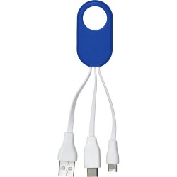 Câbles de charge personnalisés adaptateurs pratiques Pilar Matières : plastique Couleurs : bleu cadeau entreprise pas cher