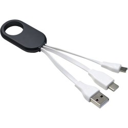 Câbles de charge personnalisés adaptateurs pratiques Pilar Matières : plastique Couleurs : gris goodies personnalisé en stock