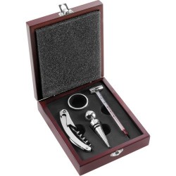 Set à vin personnalisé 4 pièces en métal - Brady Matières : acier inoxydable Couleurs : brun