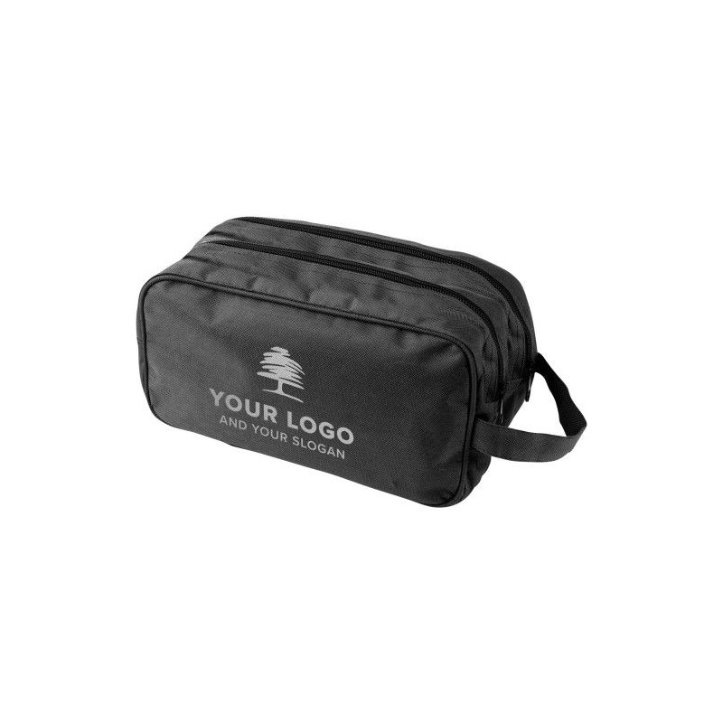 Trousse de toilette personnalisée en polyester Calista Matières : polyester Couleurs : noir cadeau entreprise pas cher