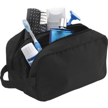 Trousse de toilette personnalisée en polyester Calista Matières : polyester Couleurs : noir goodies publicitaire événementiel